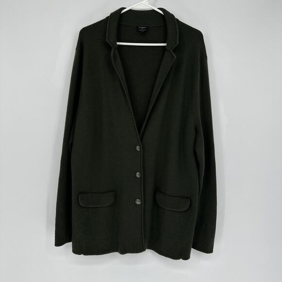 Talbots Sweaters - Talbots Blazer Womens 2X Dark Green Pure Merino Wool Knit Sweater Jacket Plus